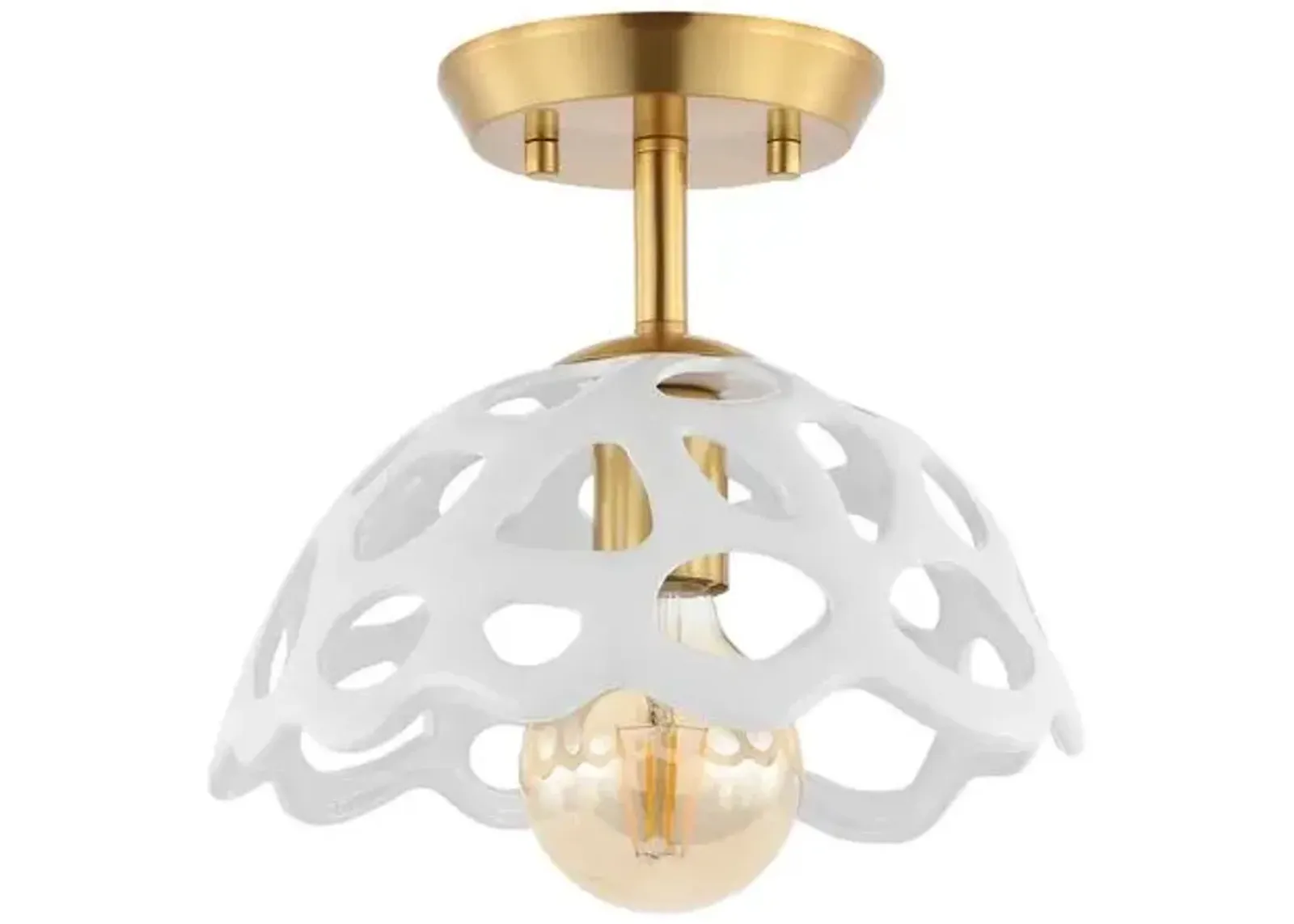 Quella 10" Flush Mount - White/Gold