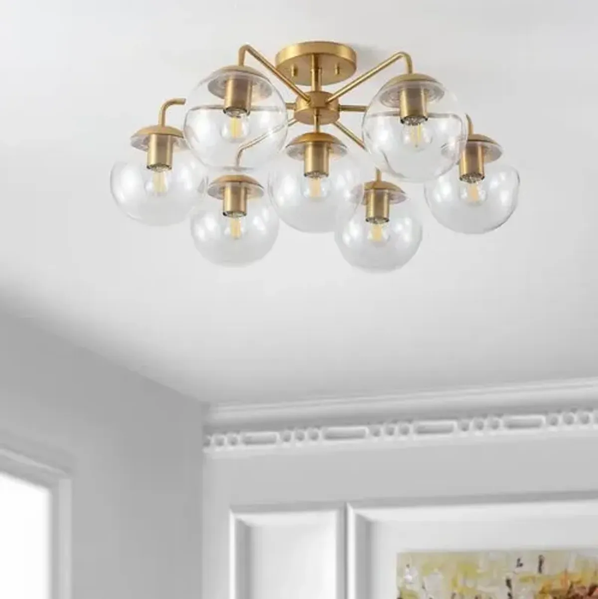 Erden 7-Light 25" Globe Flush Mount - Brass - Gold