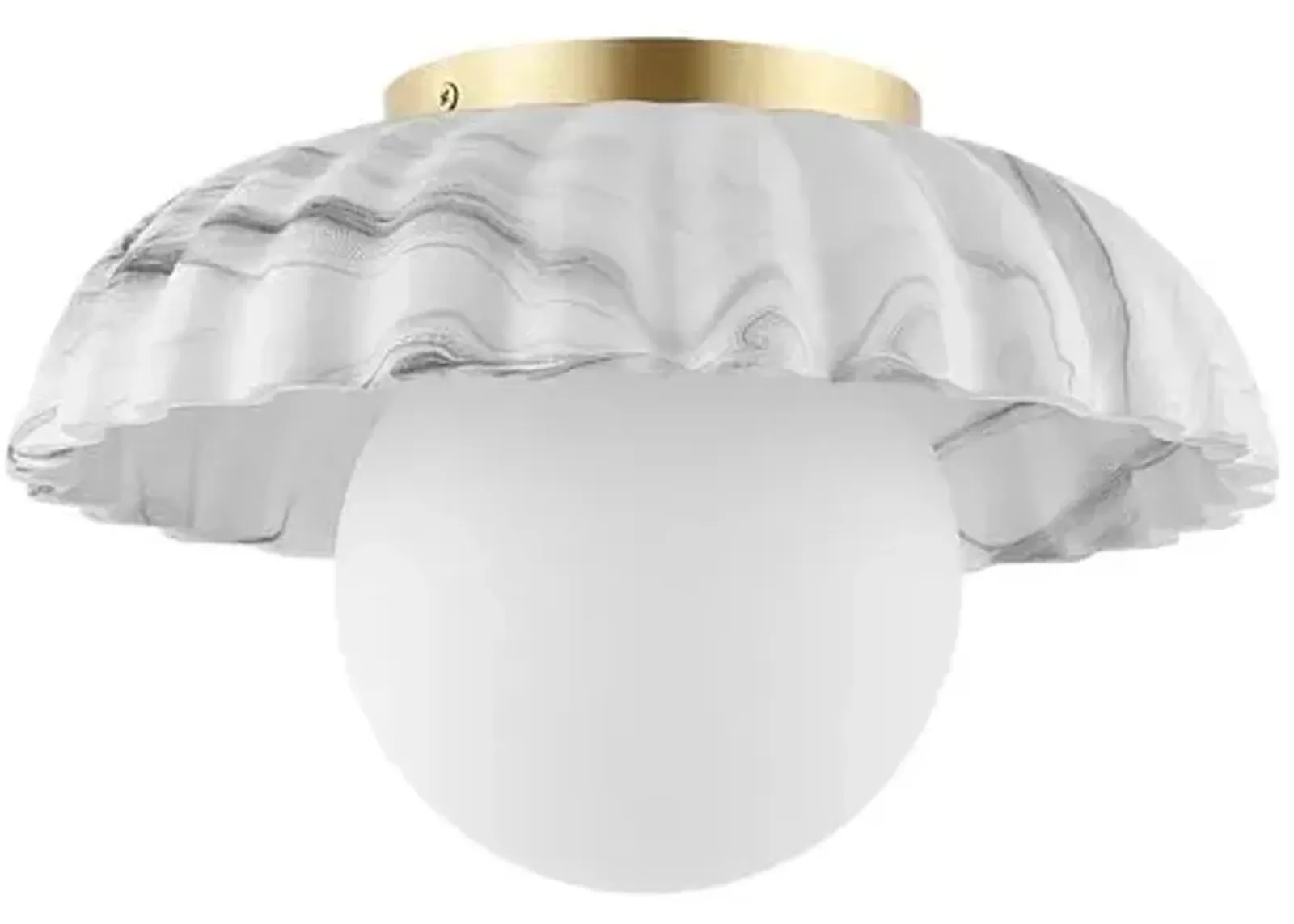 Amiren 12" Flush Mount - White Marble/Gold