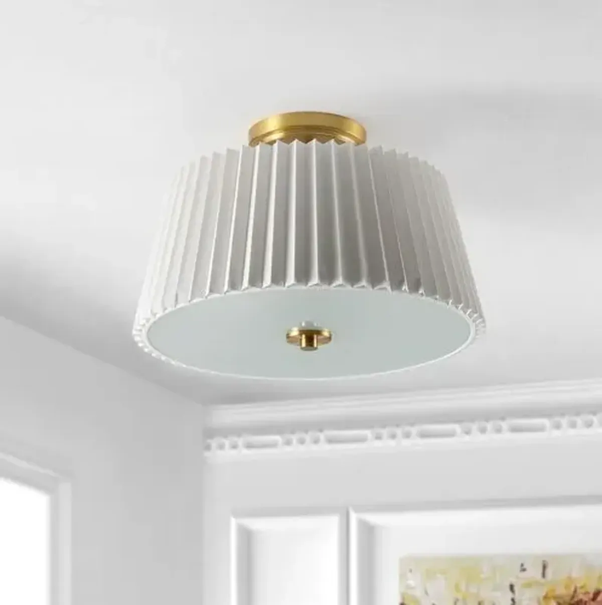 Nicky 3-Light 16" Flush Mount - White/Gold