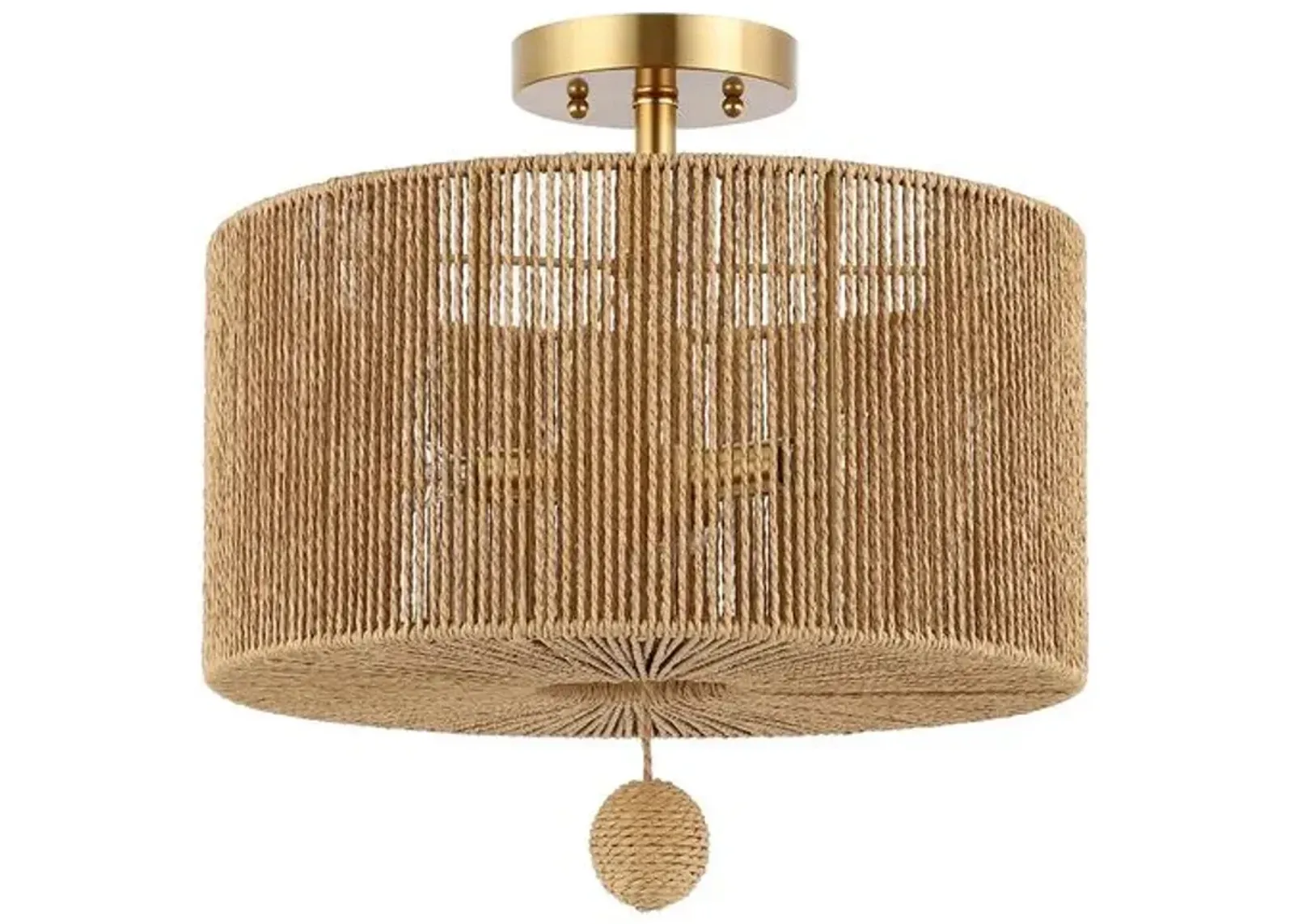 Mazey 3-Light 15.25" Flush Mount - Natural/Gold - Brown