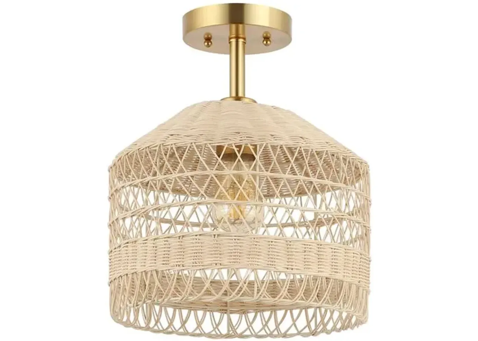 Marla 12" Rattan Flush Mount - Natural/Gold - Beige