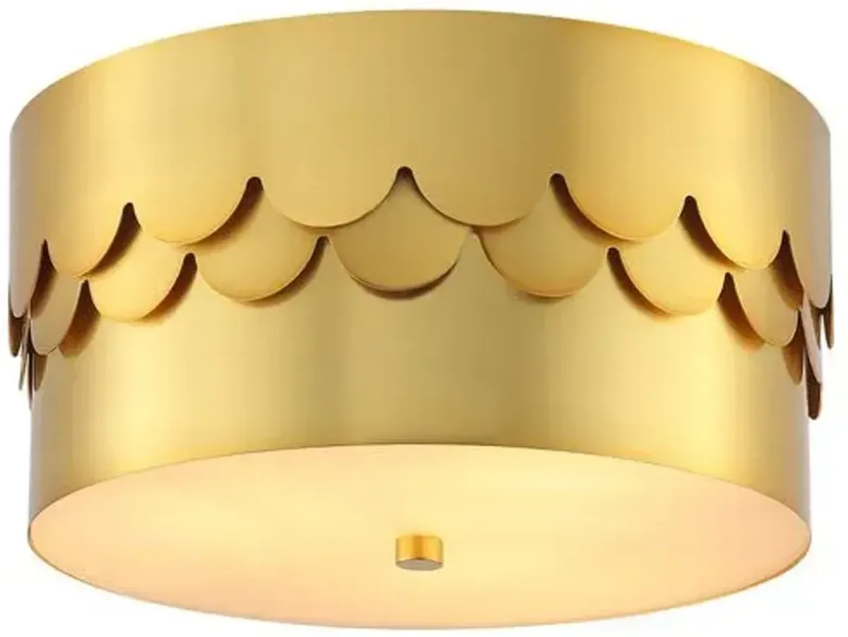 Nahmi 3-Light 13" Scallop Flush Mount - Brass - Gold