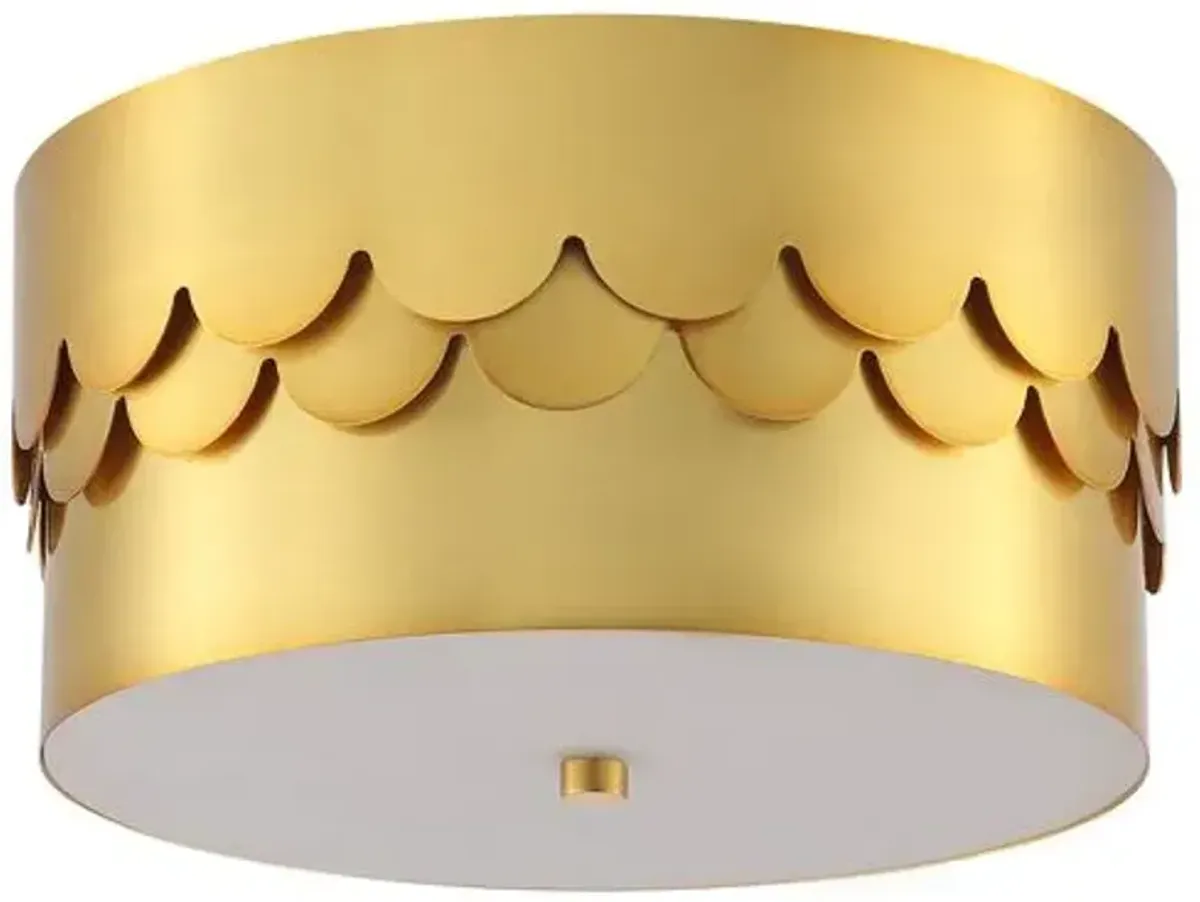 Nahmi 3-Light 13" Scallop Flush Mount - Brass - Gold