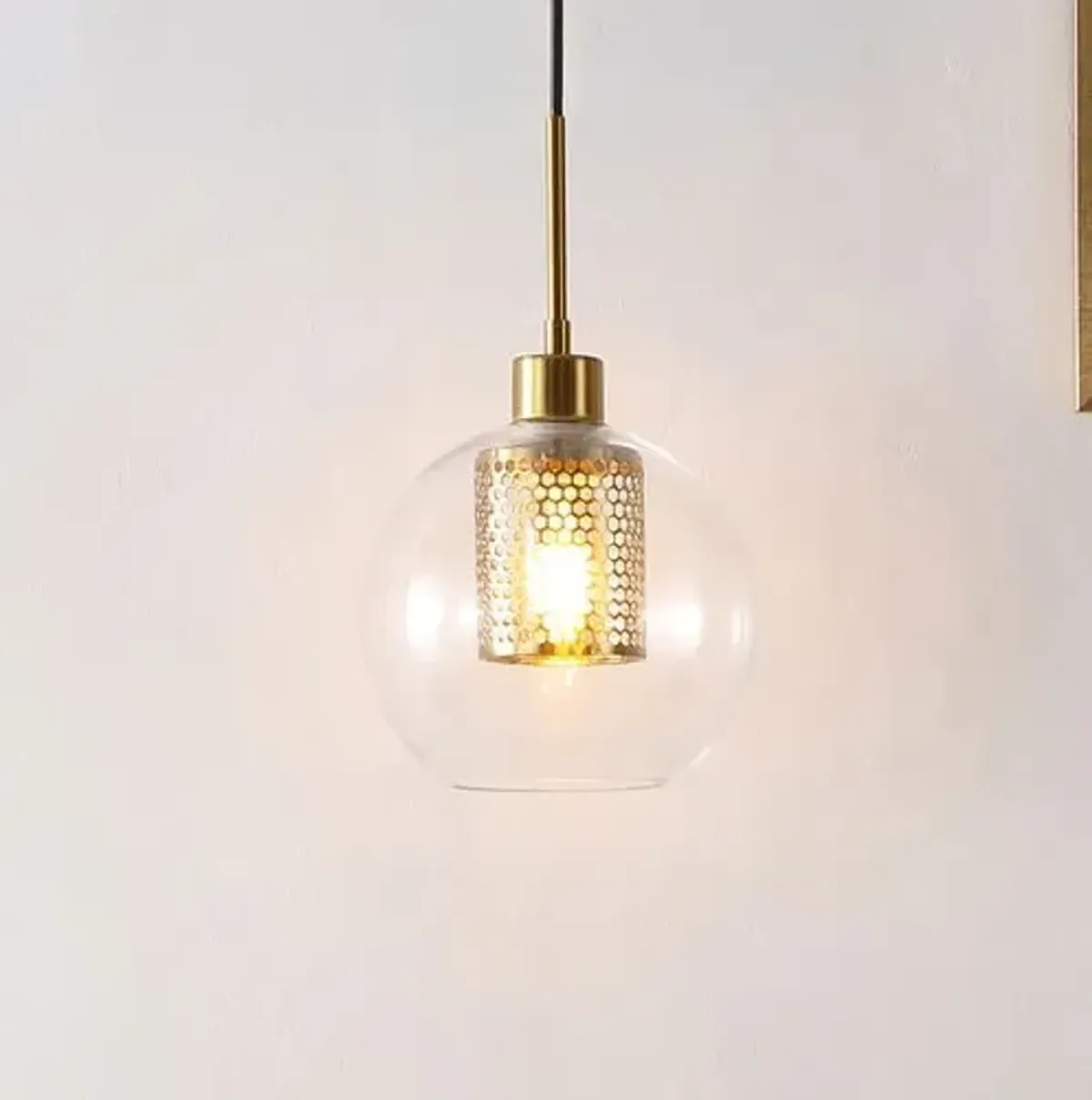 Trinni Glass Pendant - Clear/Brass - Gold