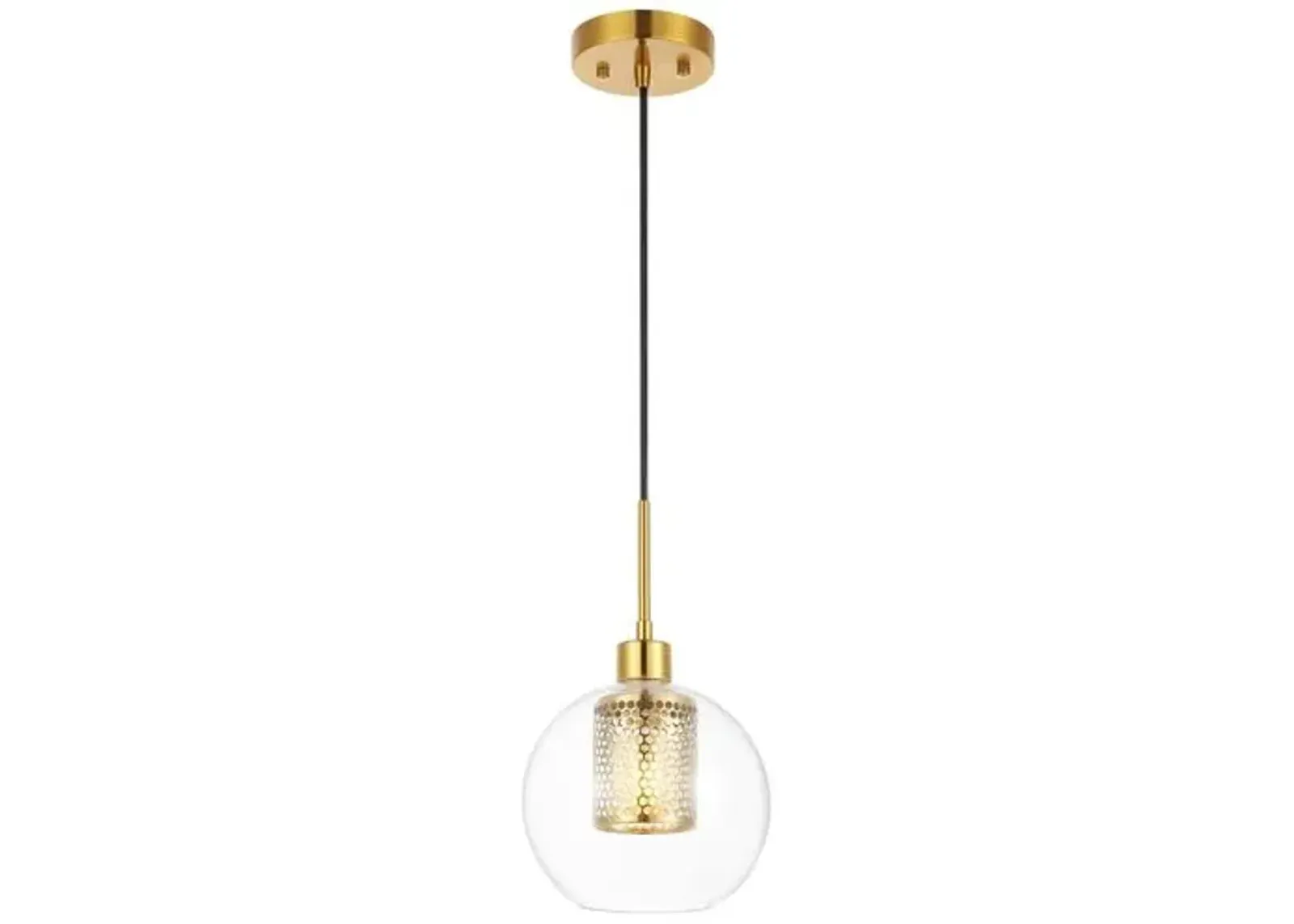 Trinni Glass Pendant - Clear/Brass - Gold