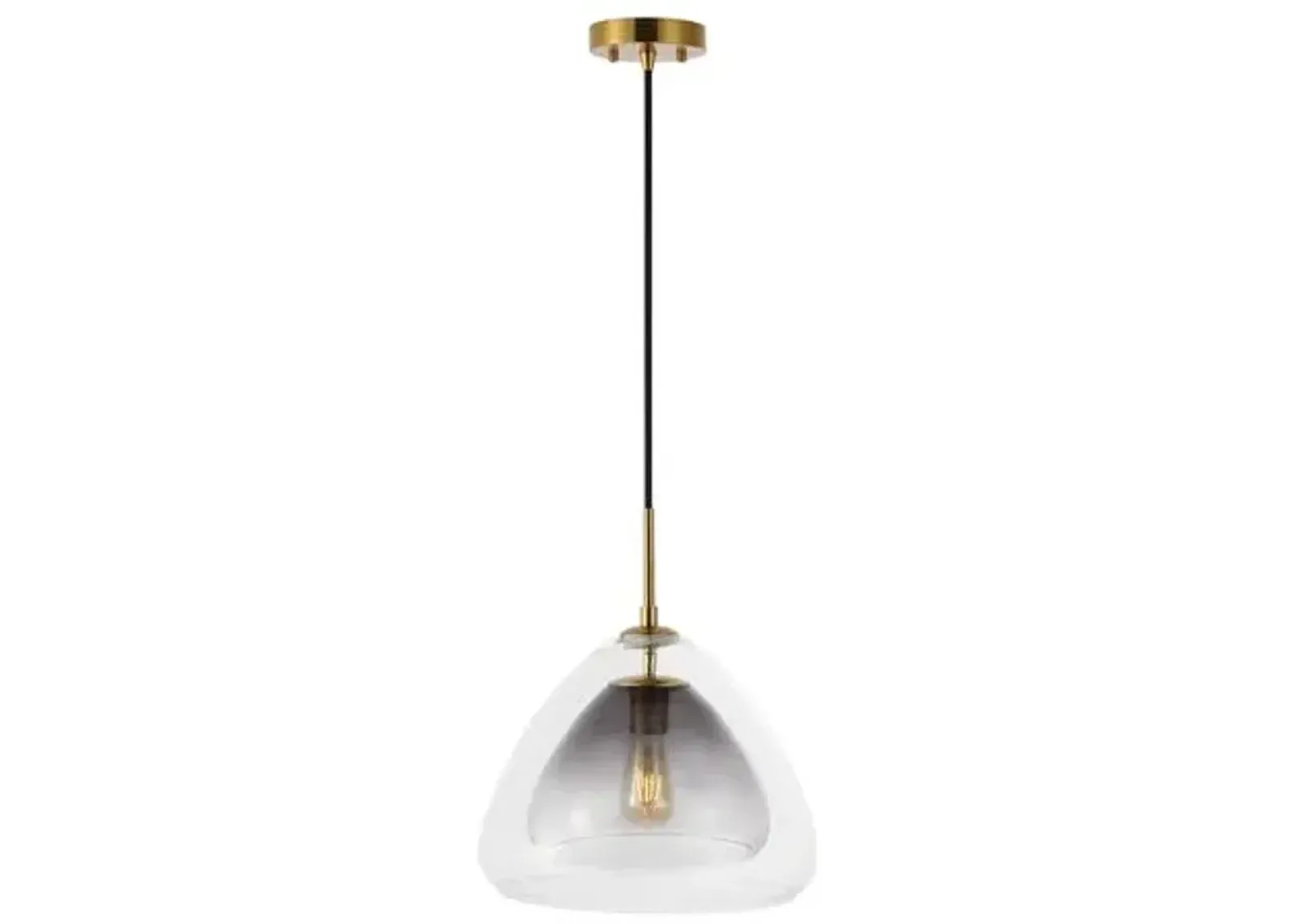 Deedee 17" Glass Pendant - Smoke Grey/Brass - Gray