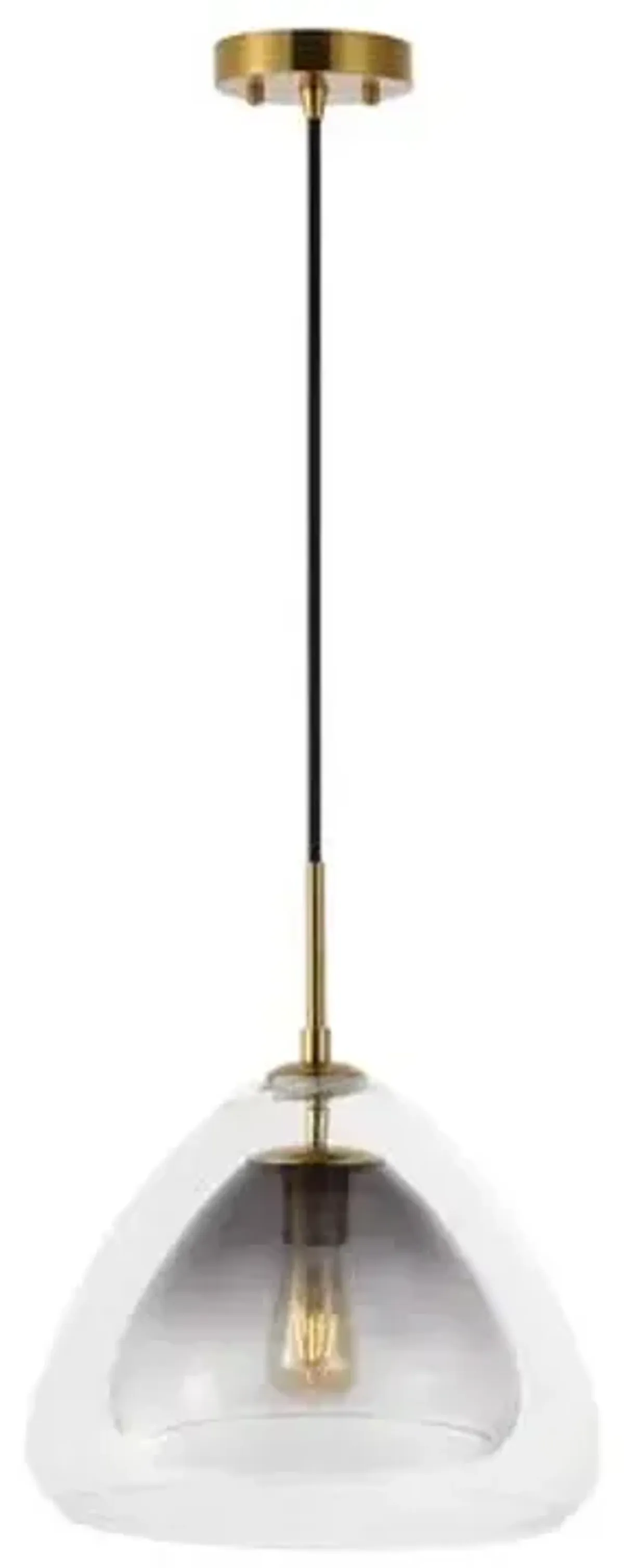 Deedee 17" Glass Pendant - Smoke Grey/Brass - Gray