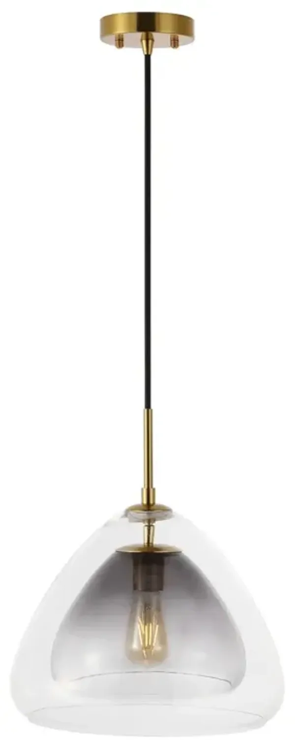 Deedee 17" Glass Pendant - Smoke Grey/Brass - Gray