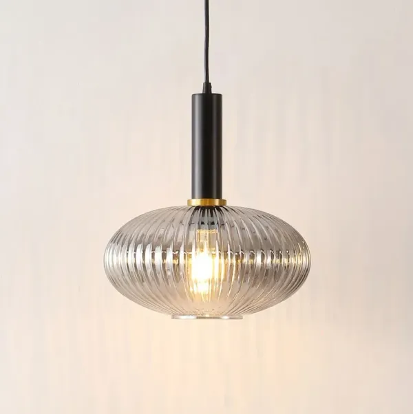 Tuni 12" Glass Pendant - Smoke Grey/Black - Gray