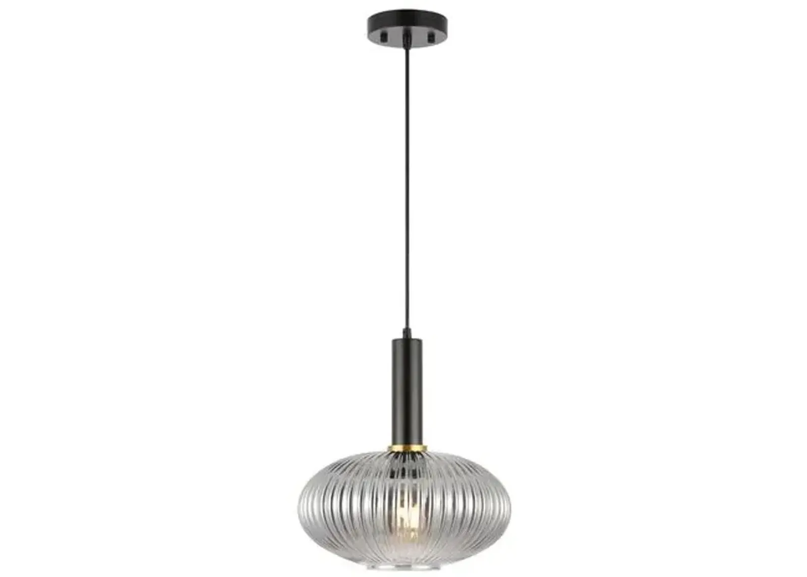 Tuni 12" Glass Pendant - Smoke Grey/Black - Gray