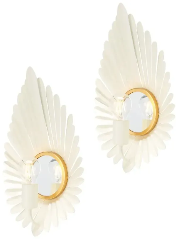 Set of 2 Coreen 18" Wall Sconces - Off White/Gold