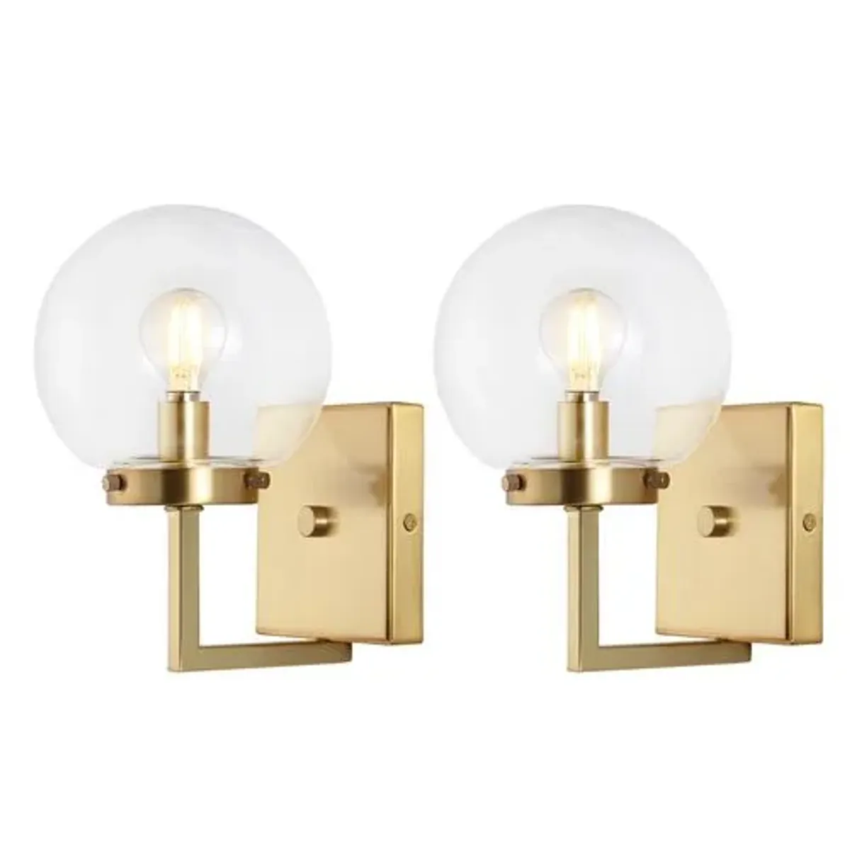 Set of 2 Chassie Globe Wall Sconces - Clear Glass