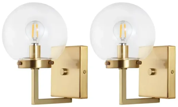 Set of 2 Chassie Globe Wall Sconces - Clear Glass