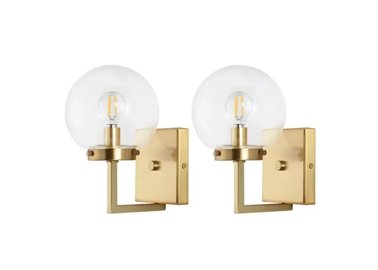 Set of 2 Chassie Globe Wall Sconces - Clear Glass