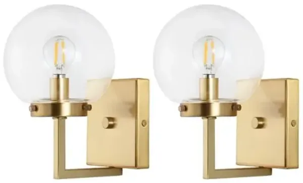 Set of 2 Chassie Globe Wall Sconces - Clear Glass