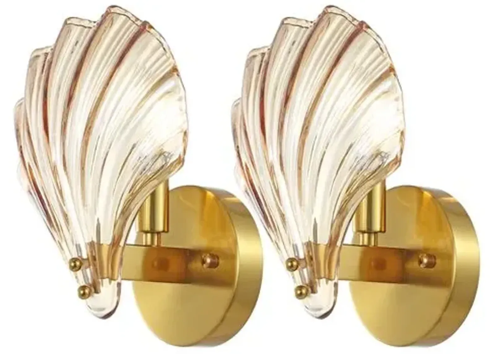 Set of 2 Nera 5" Wall Sconces - Amber/Brass - Gold