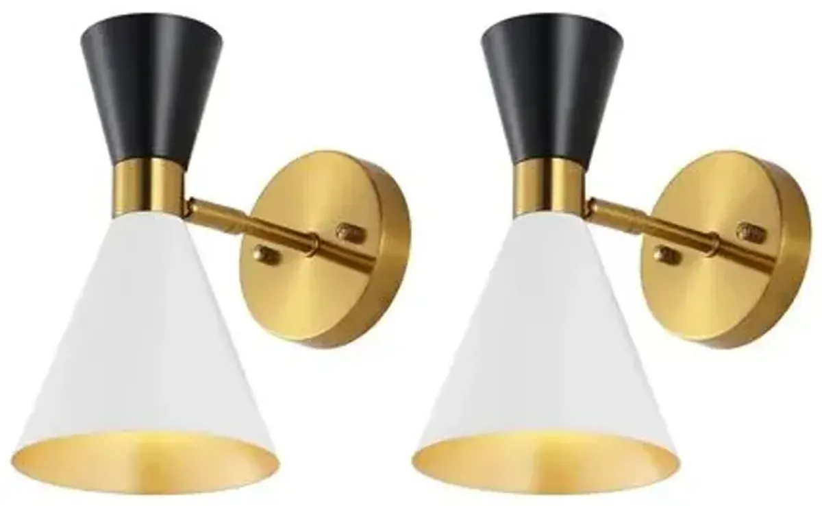 Set of 2 Yaya 11.5" Wall Sconces - Black/White - Multi