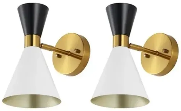 Set of 2 Yaya 11.5" Wall Sconces - Black/White - Multi