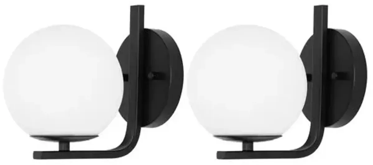 Set of 2 Gally 8" Globe Wall Sconces - Black