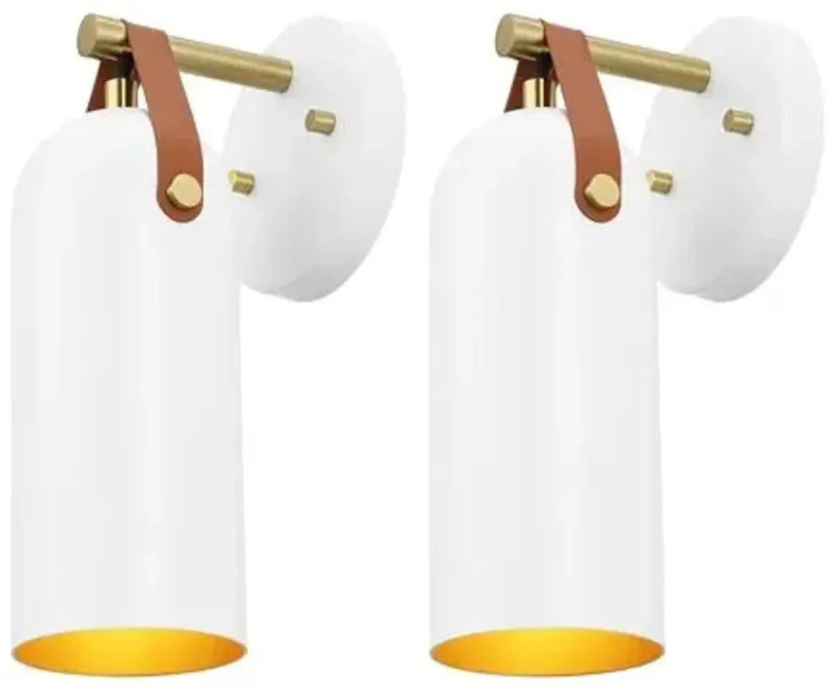 Set of 2 Esther Wall Sconces - White/Gold