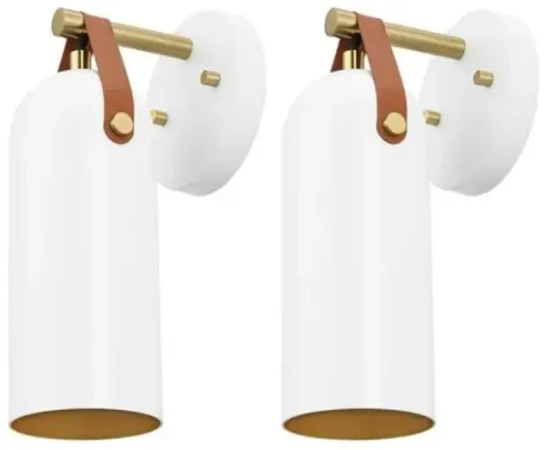 Set of 2 Esther Wall Sconces - White/Gold