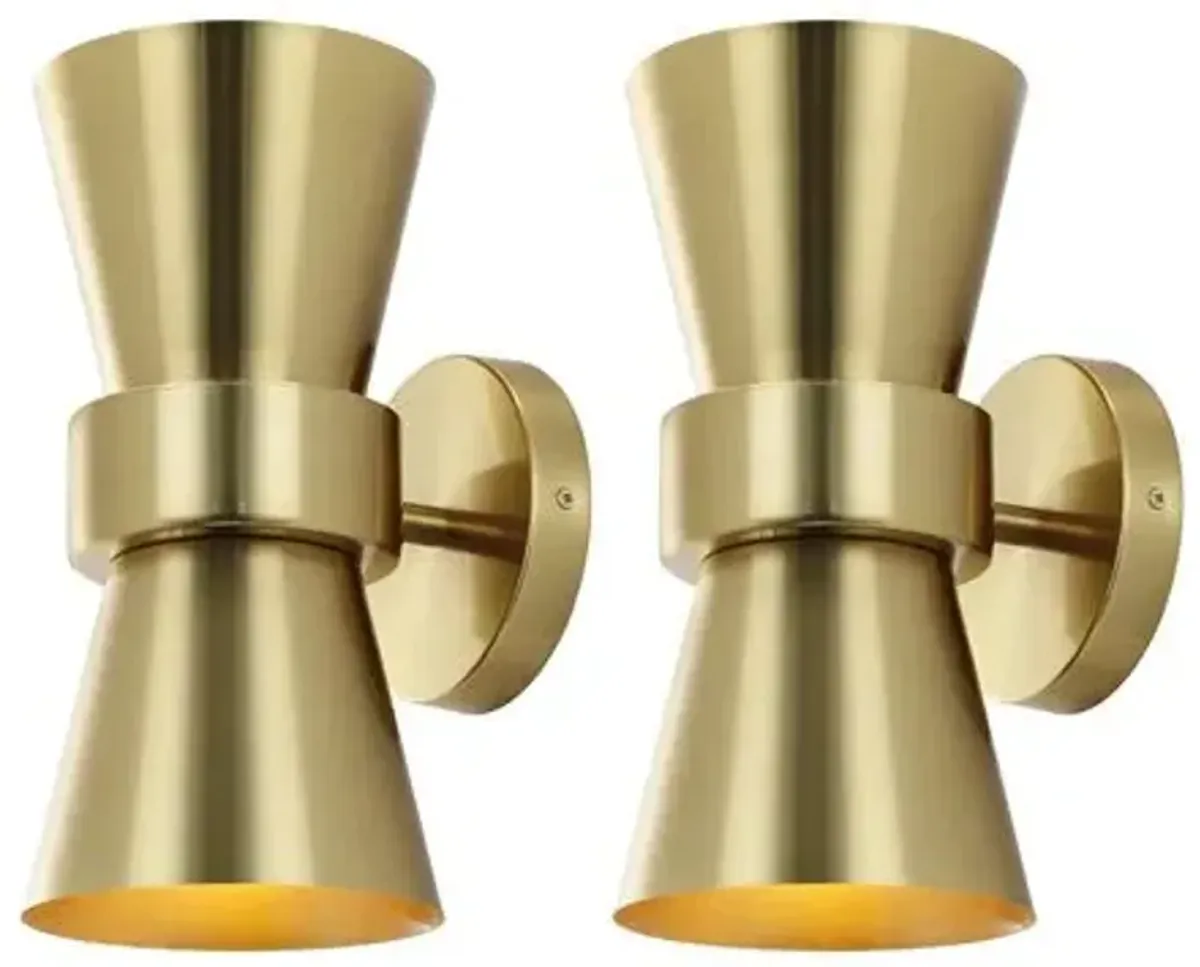 Set of 2 Liss 2-Light 7.25" Wall Sconces - Gold