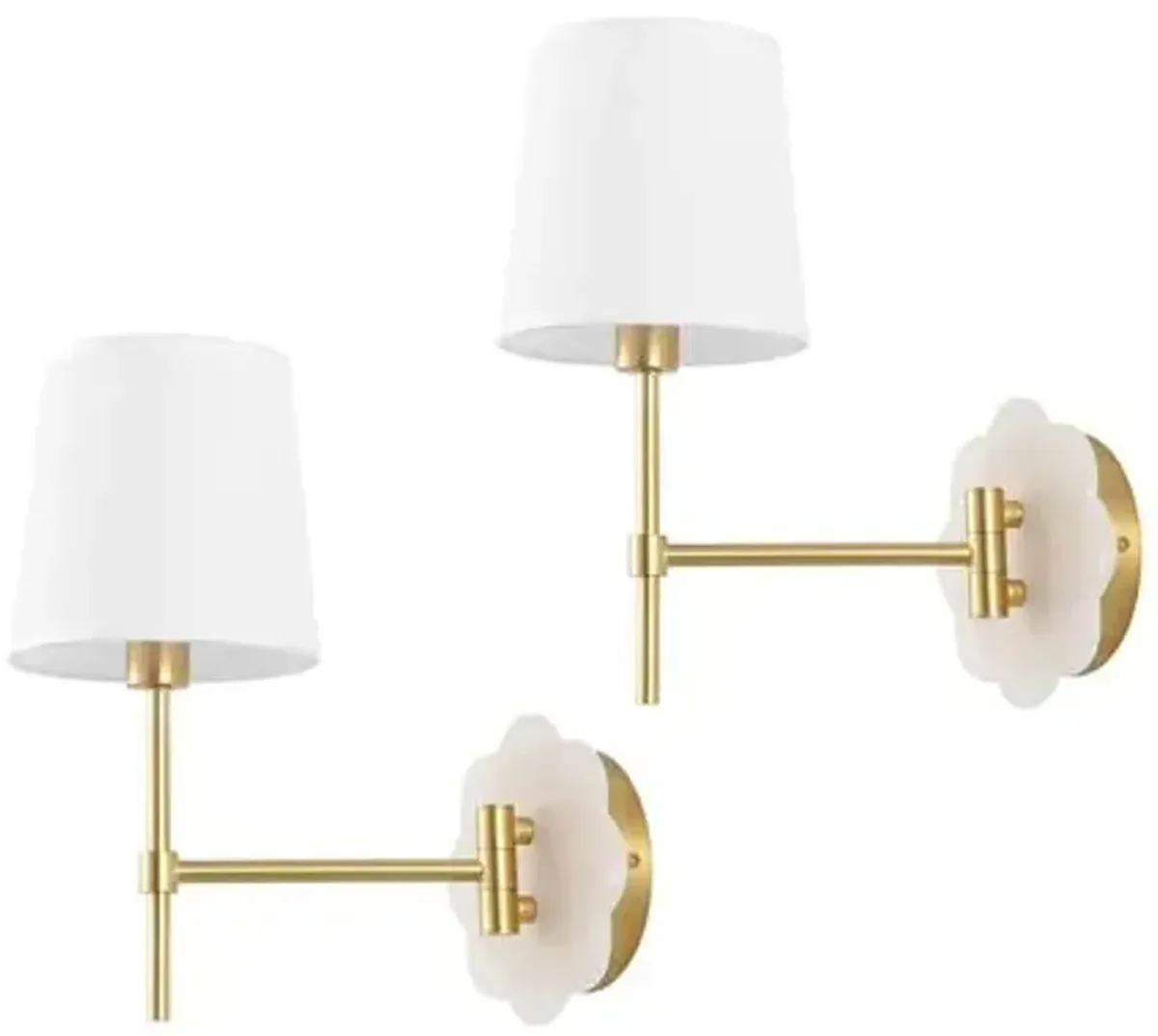 Set of 2 Lolli 11.5" Wall Sconces - Brass / White