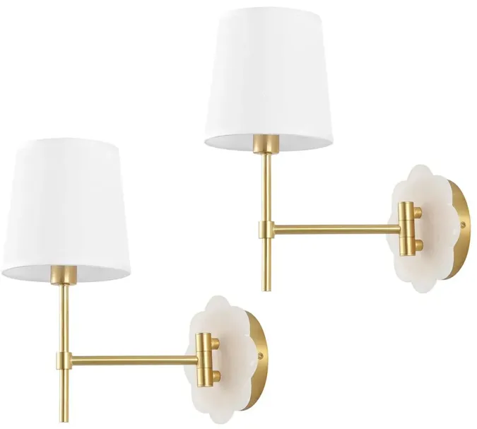 S/2 Lolli 11.5" Wall Sconces, Brass/White