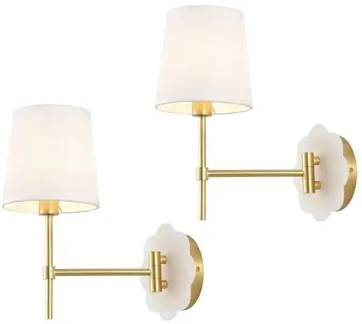 Set of 2 Lolli 11.5" Wall Sconces - Brass / White