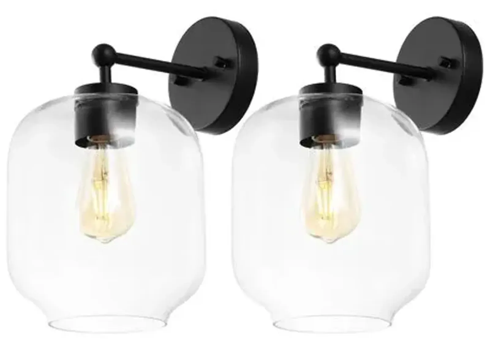 Set of 2 Kreston 9.5" Wall Sconces - Black