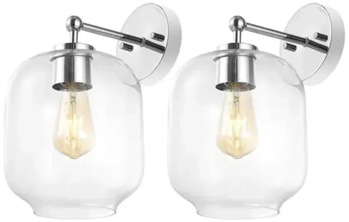 Set of 2 Kreston 9.5" Wall Sconces - Silver