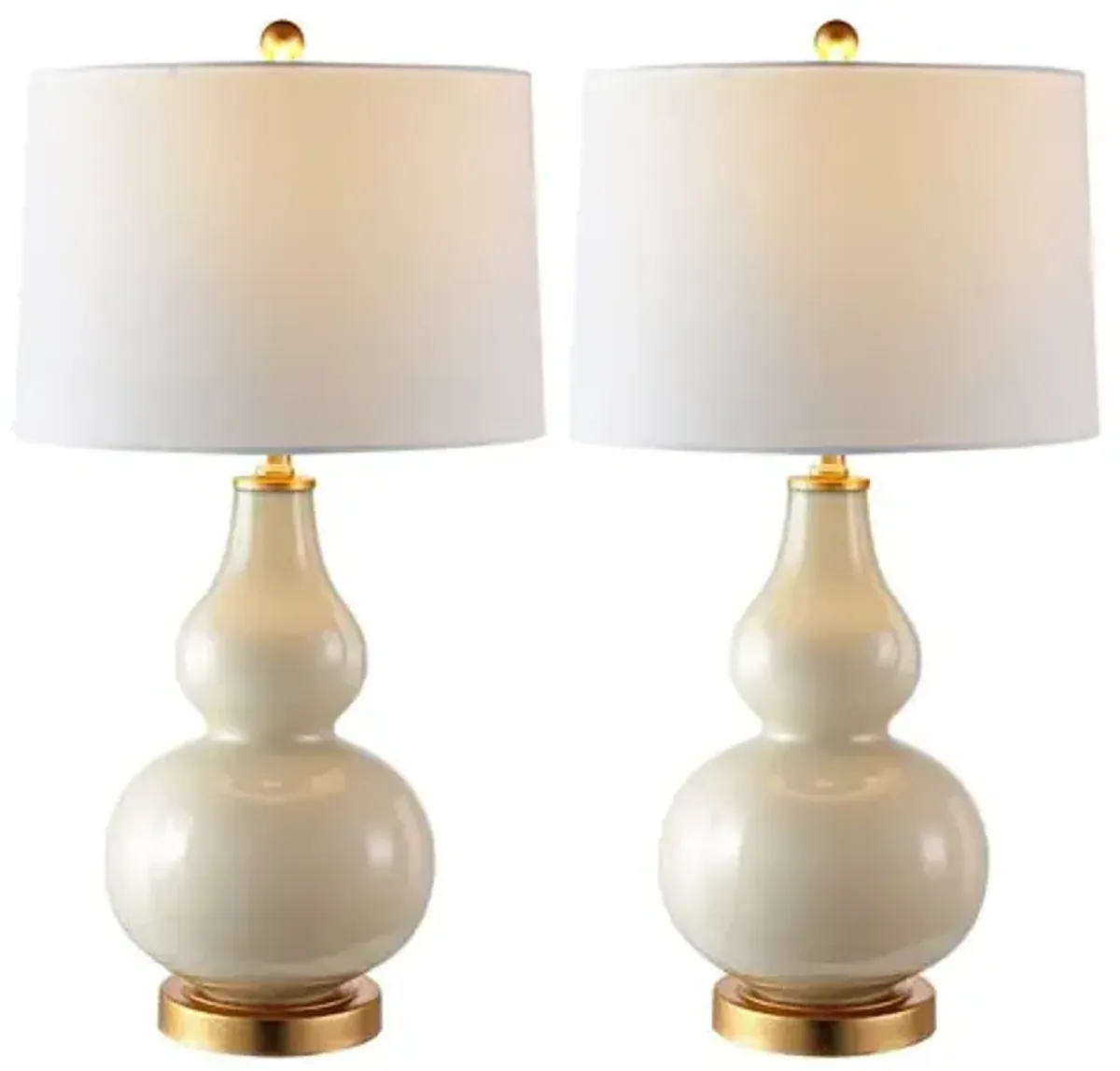 Set of 2 Dree Table Lamps - Creme/Gold - White