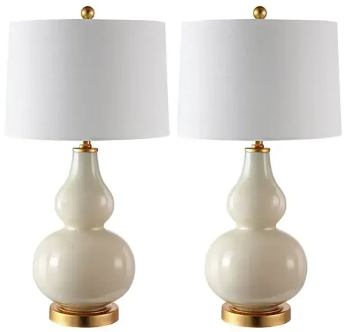 Set of 2 Dree Table Lamps - Creme/Gold - White