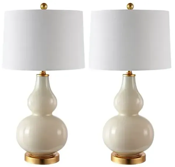 Set of 2 Dree Table Lamps - Creme/Gold - White
