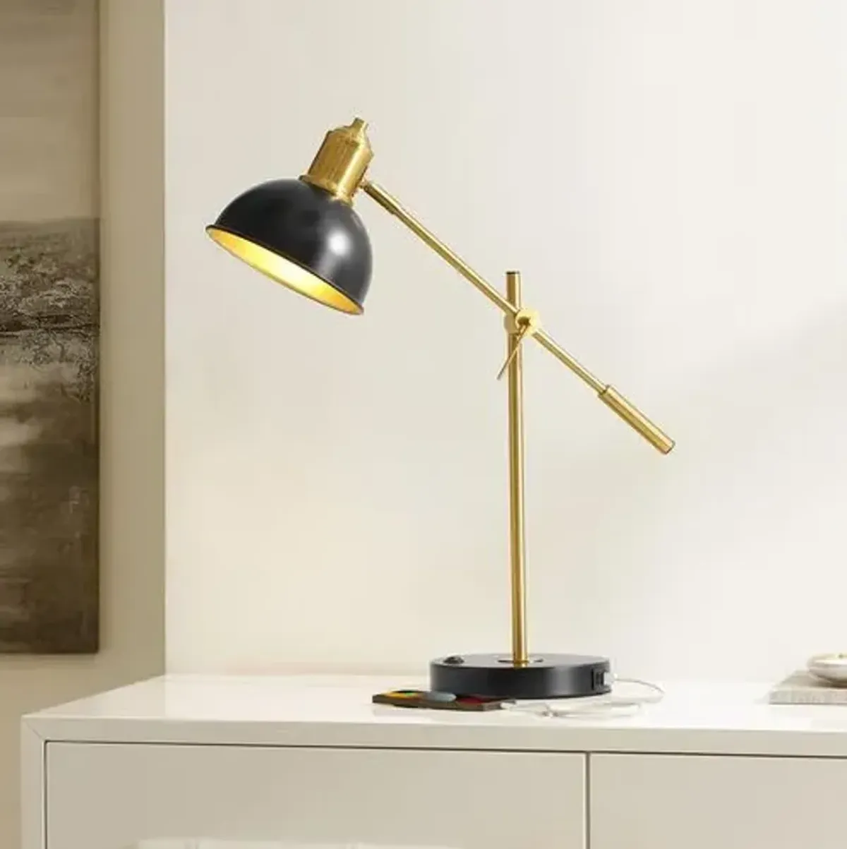 Lonn 24" Table Lamp - Black/Brass