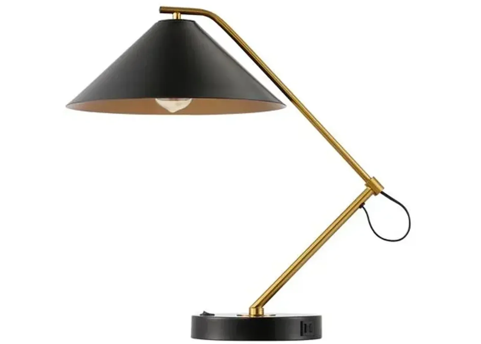 Rasha 21" Table Lamp W/ Usb - Black/Brass