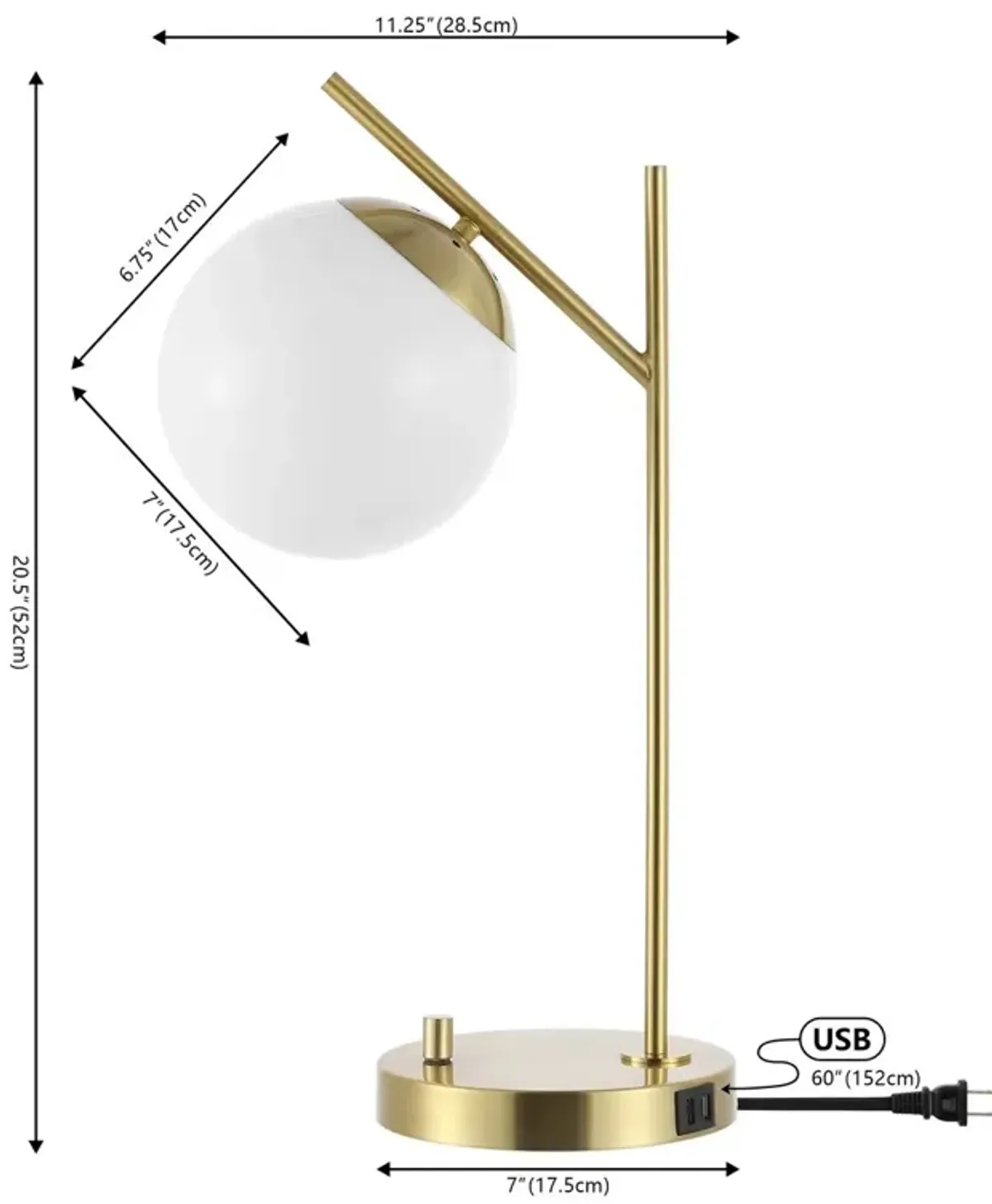 Frankie Globe Table Lamp - Brass - Gold