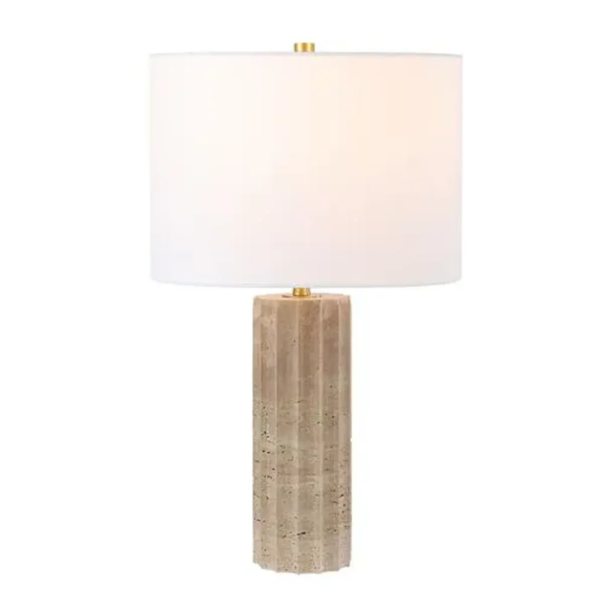 Bartholomew 23.5" Travertine Table Lamp - Beige