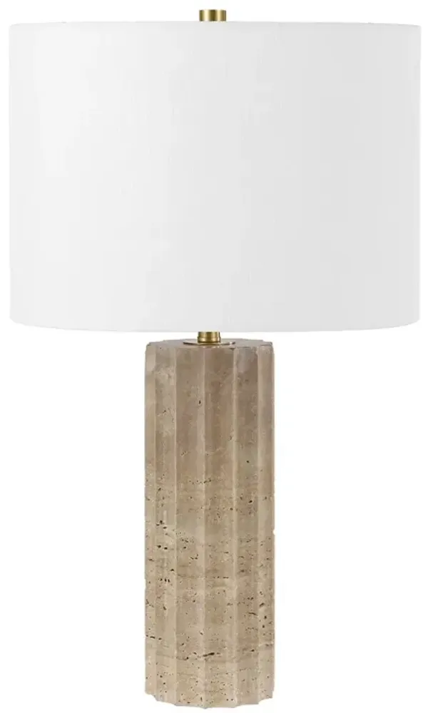 Bartholomew 23.5" Travertine Table Lamp - Beige