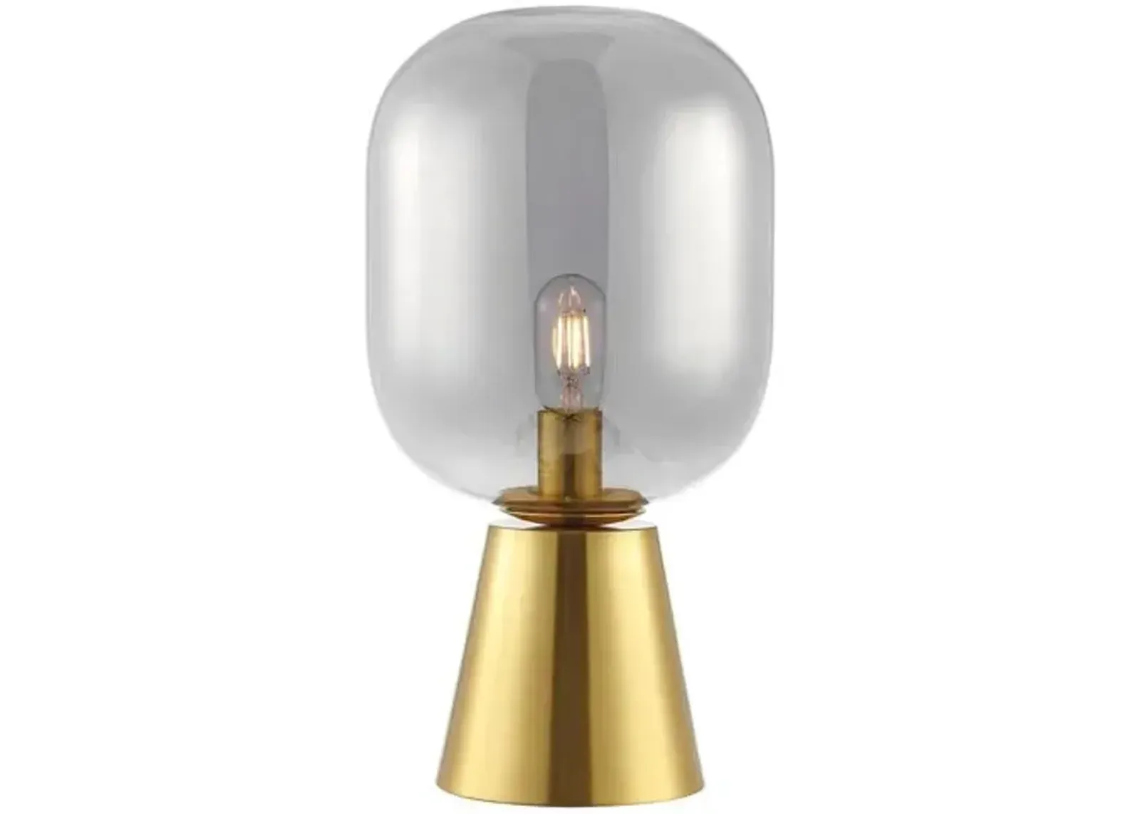 Breese 18" Glass Table Lamp - Smoke Grey/Brass - Gray