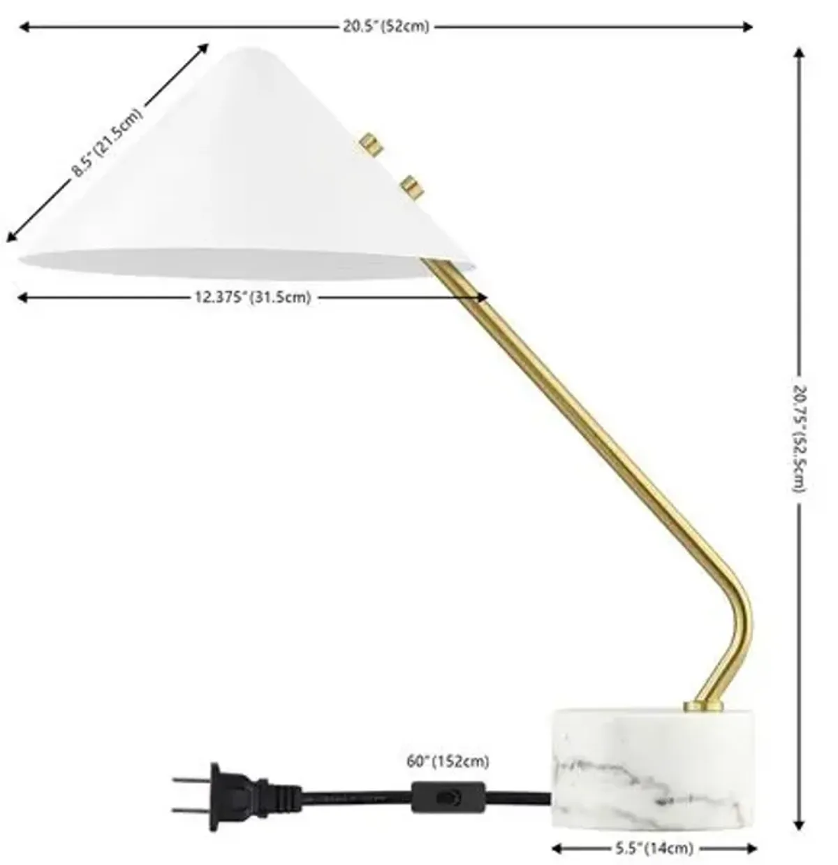 Elish 20.75" Table Lamp - White/Brass