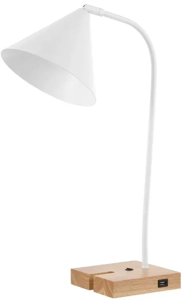 Bennie 22.5" Table Lamp with USB Port - White