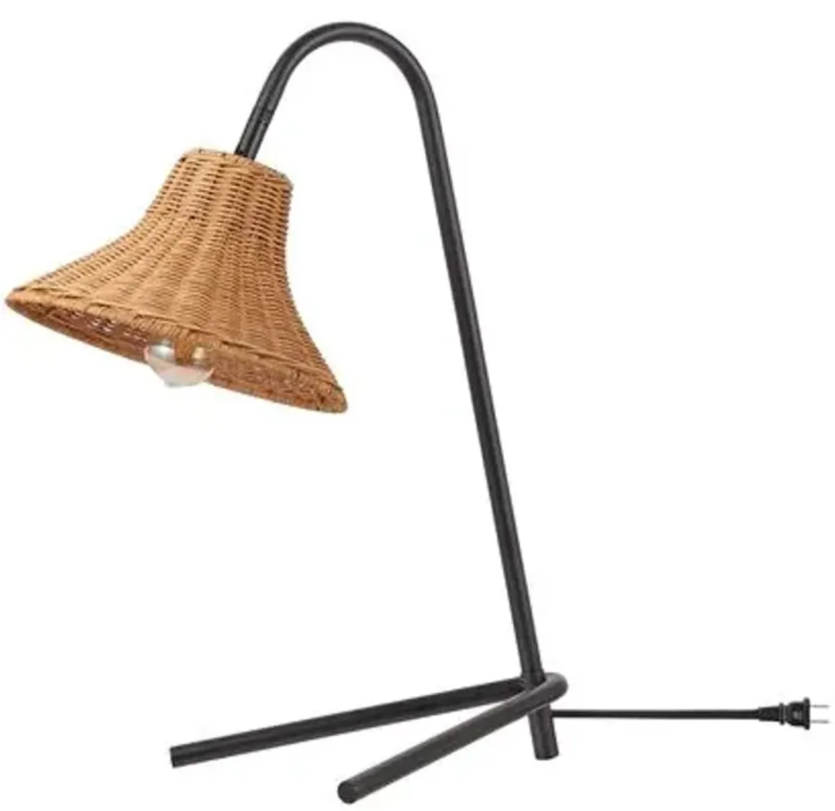 Sabel 22" Rattan Table Lamp - Black/Natural