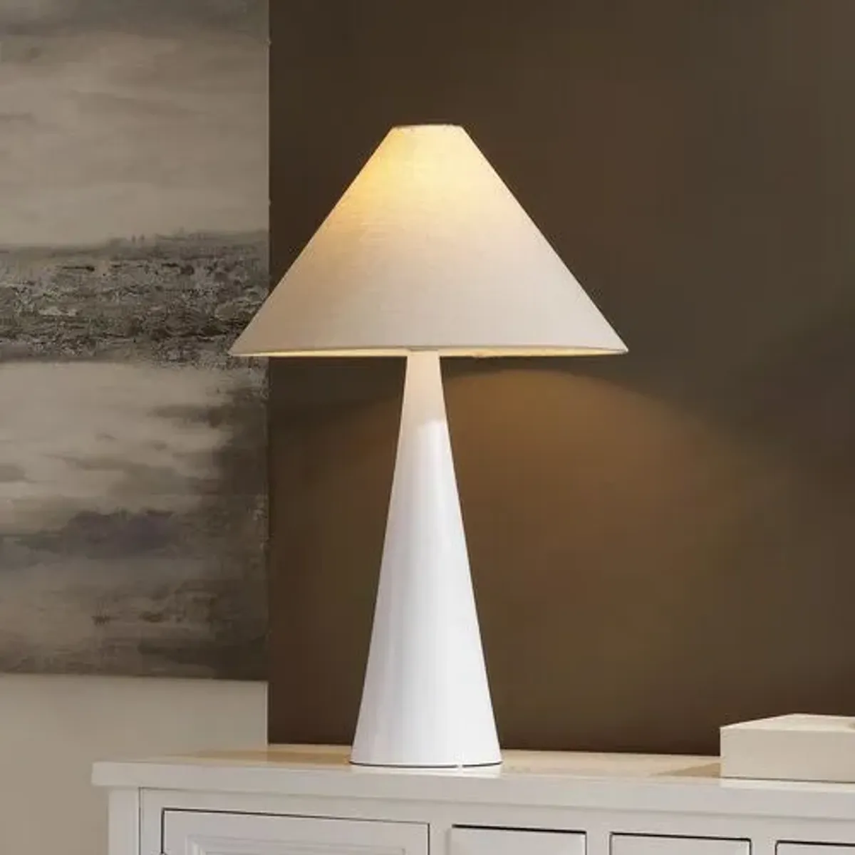 Carlen Table Lamp - White/Oatmeal