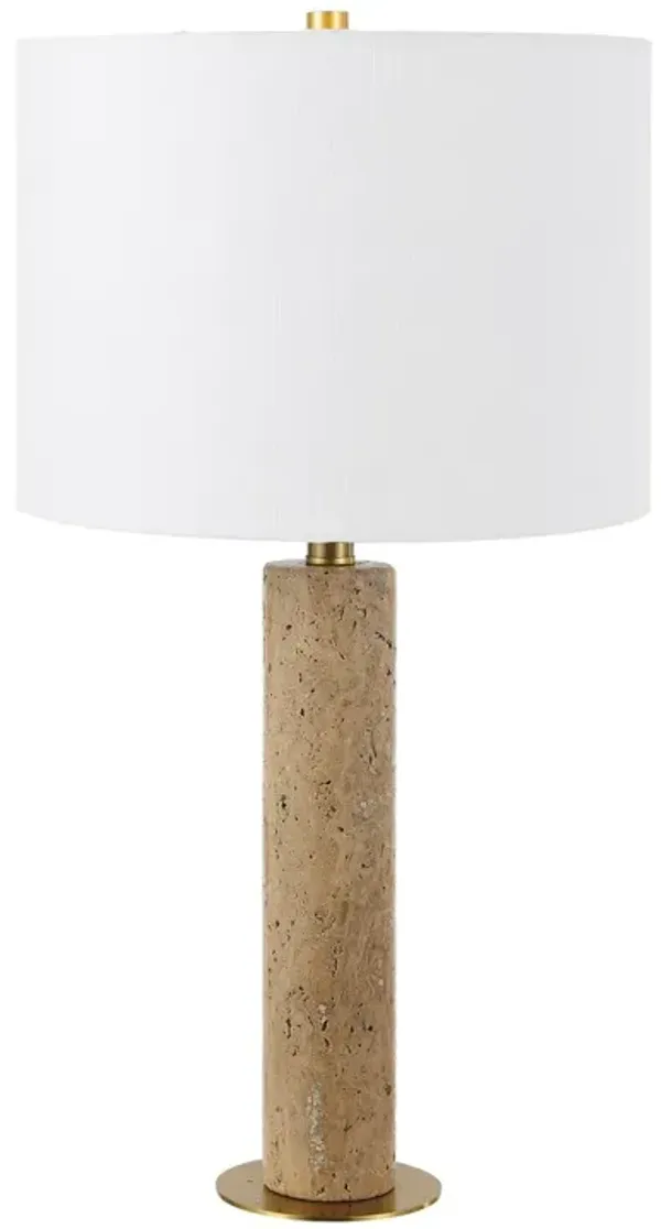Kolleen 25" Travertine Table Lamp - Beige