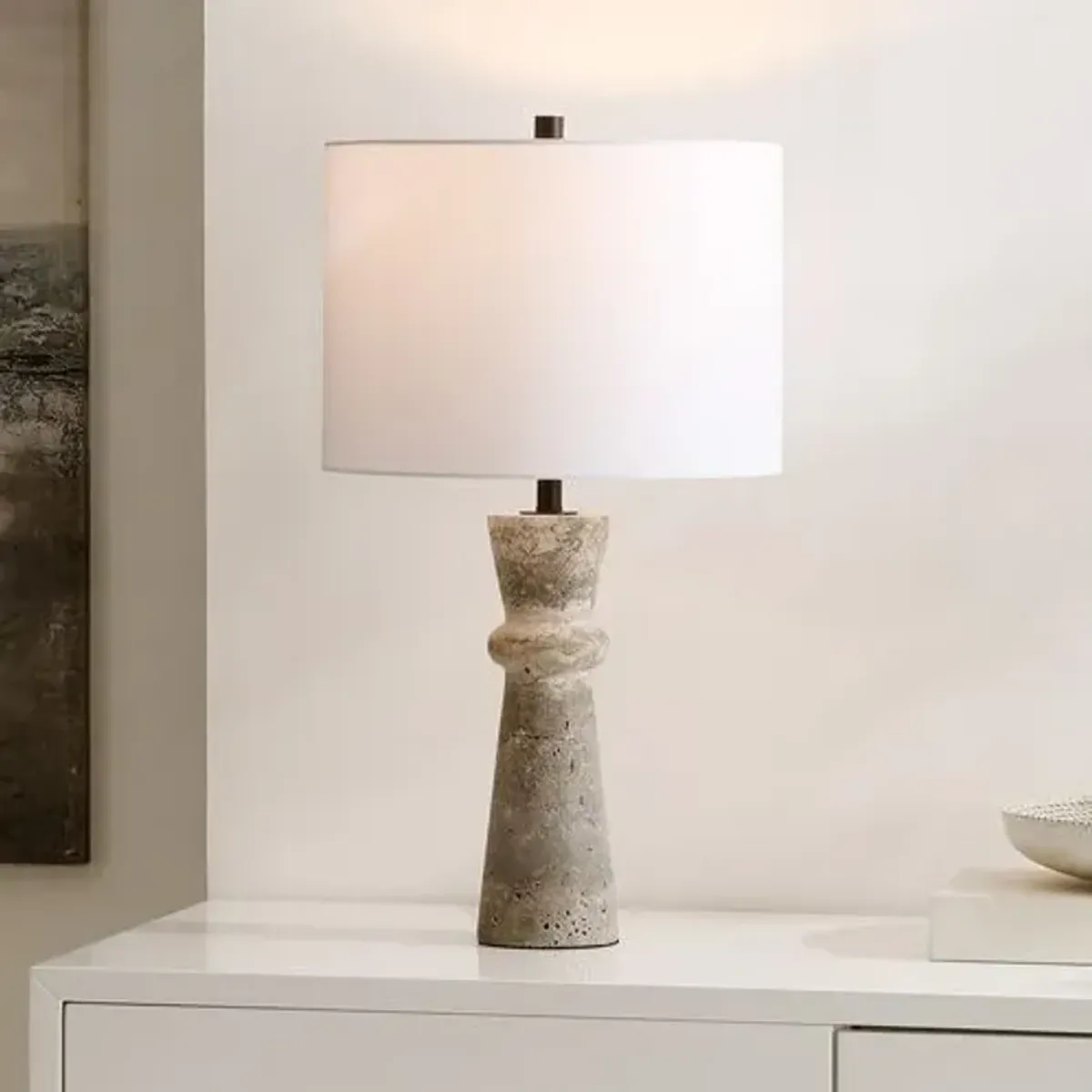 Frela 25.25" Travertine Table Lamp - Gray