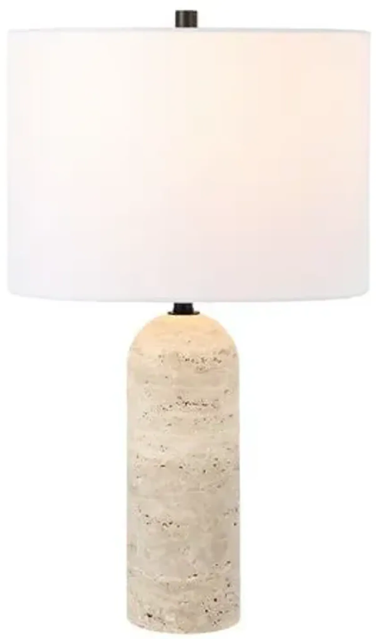 Cian 24" Travertine Table Lamp - Ivory