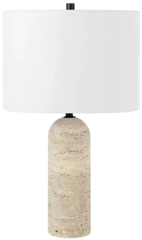 Cian 24" Travertine Table Lamp - Ivory
