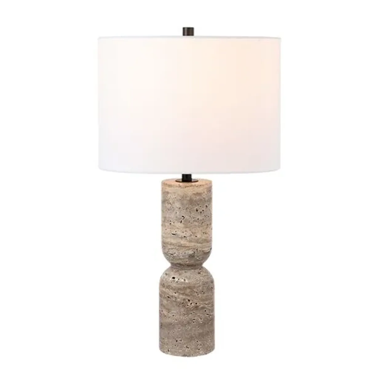 Alessandra 25.25" Travertine Table Lamp - Gray